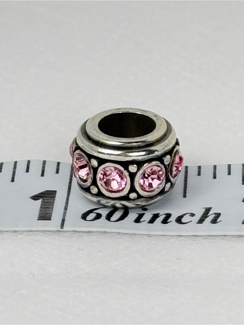 🌸💎Brighton VTG Pink SWAROVSKI CRYSTAL Silver Bead!